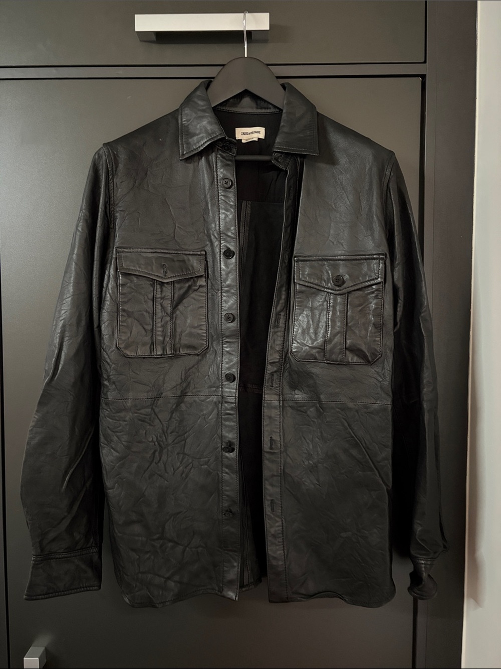 Zadig & Voltaire Black Lambskin Shirt Jacket